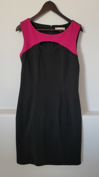 Gently worn Cleo Petite sleeveless dress. Size 6. Black with pink. - Picture 1 of 2